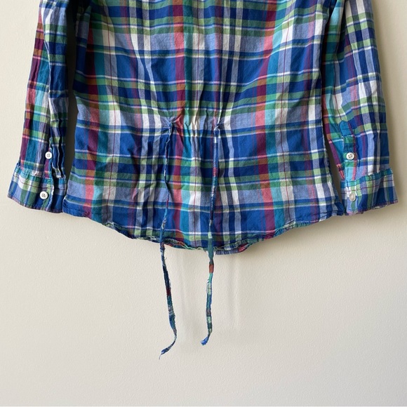 Hollister Plaid Pattern Tie Back Mid Sleeves Button Down Pop-Over Shirt - Picture 4 of 6